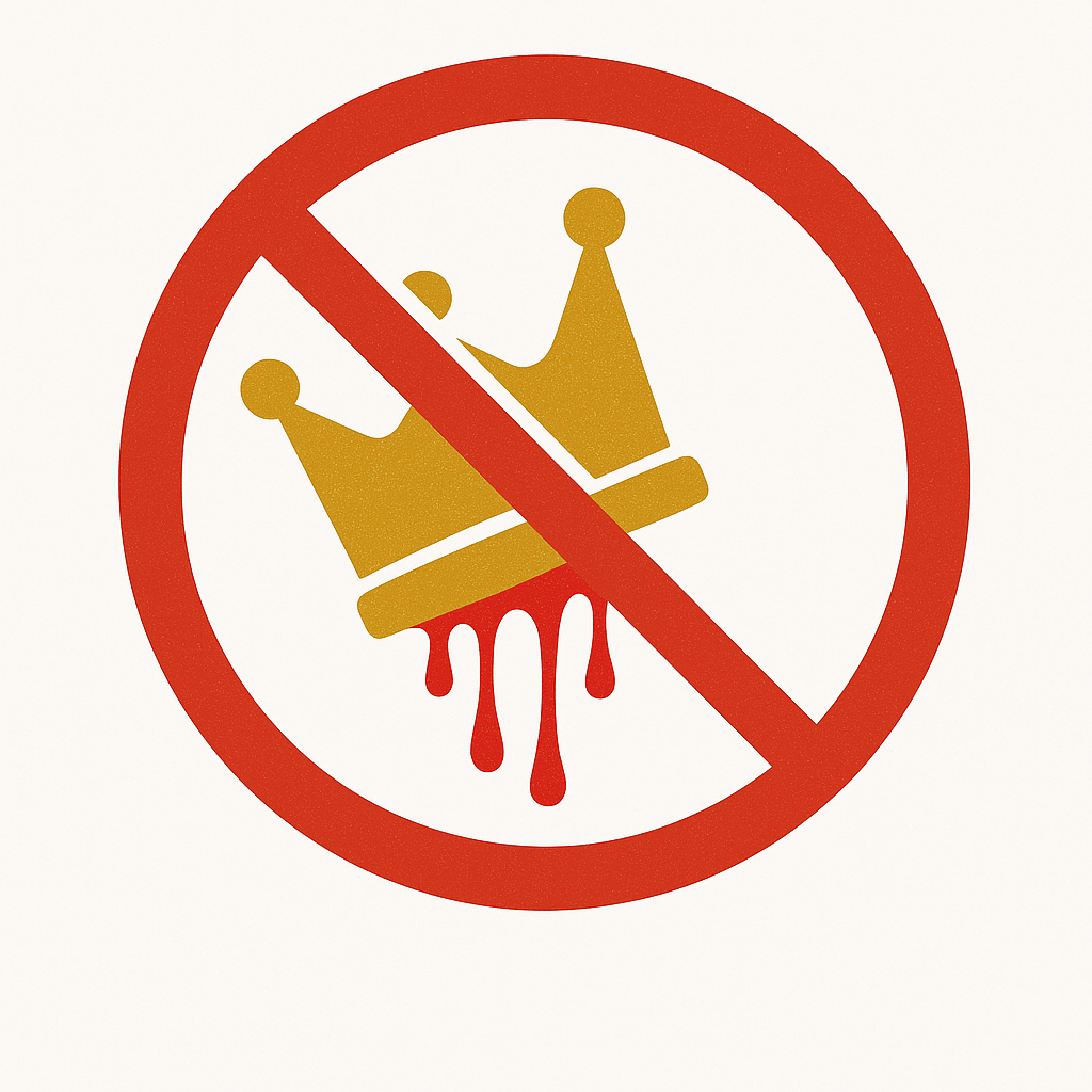 No Kings, slash through blood dripping crown